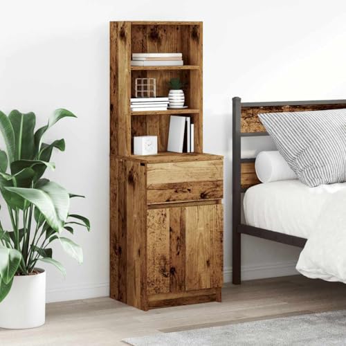 Tonture Nachttisch Altholz-Optik 39x35x125 cm, Holzwerkstoff, robuster Stand mit Schublade, vielseitige Aufbewahrung für Schlafzimmer und Wohnzimmer Tonture Nachttisch Altholz-Optik 39x35x125 cm, Holzwerkstoff, robuster Stand mit Schublade, vielseitige Aufbewahrung für Schlafzimmer und Wohnzimmer von Tonture