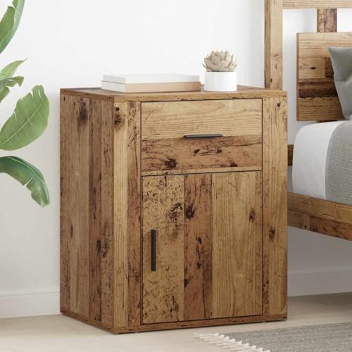 Tonture Nachttisch Altholz Optik 50x36x60cm, robuster Holzwerkstoff Beistelltisch mit Schublade, Schlafzimmer Kommode für viel Stauraum, langlebiges Möbelstück Tonture Nachttisch Altholz Optik 50x36x60cm, robuster Holzwerkstoff Beistelltisch mit Schublade, Schlafzimmer Kommode für viel Stauraum, langlebiges Möbelstück von Tonture