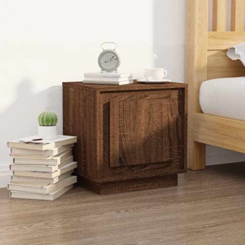 Tonture Nachttisch Braun Eichen-Optik 44x35x45 cm, Holzwerkstoff, robuster Beistelltisch mit Tür, ideal für Schlafzimmer, Wohnzimmer oder Büro von Tonture
