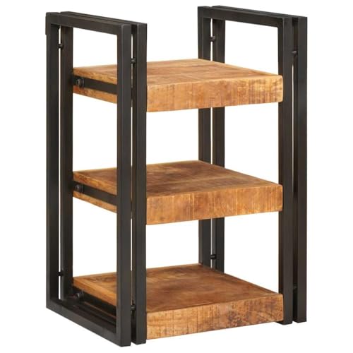 Tonture Nachttisch Braun Schwarz Massives Mango-Holz, Robuster Beistelltisch mit 3 Ablagen, Rustikaler Schlafzimmer Nachtschrank für Lampe und Bücher Tonture Nachttisch Braun Schwarz Massives Mango-Holz, Robuster Beistelltisch mit 3 Ablagen, Rustikaler Schlafzimmer Nachtschrank für Lampe und Bücher von Tonture