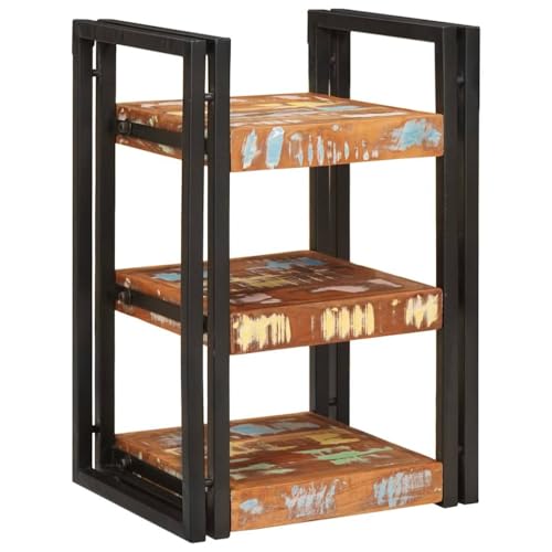 Tonture Nachttisch Braun Schwarz Massivholz Recycelt, Industrial Beistelltisch mit 3 Ablagen, Praktischer Schlafzimmer Organizer für Lampe und Wecker, Stabiler Bett Tisch Tonture Nachttisch Braun Schwarz Massivholz Recycelt, Industrial Beistelltisch mit 3 Ablagen, Praktischer Schlafzimmer Organizer für Lampe und Wecker, Stabiler Bett Tisch von Tonture