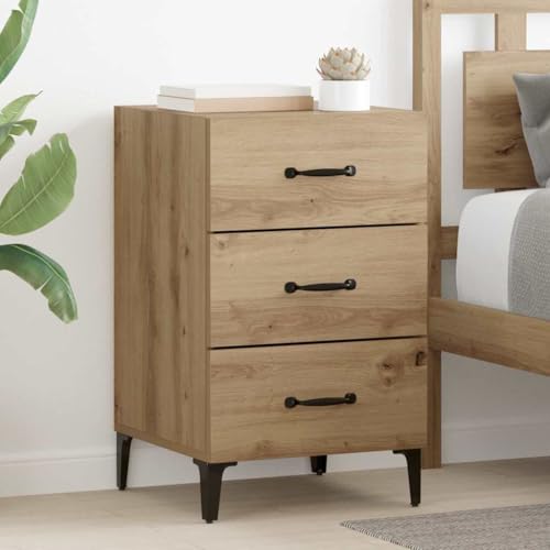 Tonture Nachttisch Eiche Handwerklich, 40x40x66 cm Holzwerkstoff, mit 3 Schubladen, Moderner Beistelltisch für Schlafzimmer, Langlebiger Stauraum Tonture Nachttisch Eiche Handwerklich, 40x40x66 cm Holzwerkstoff, mit 3 Schubladen, Moderner Beistelltisch für Schlafzimmer, Langlebiger Stauraum von Tonture