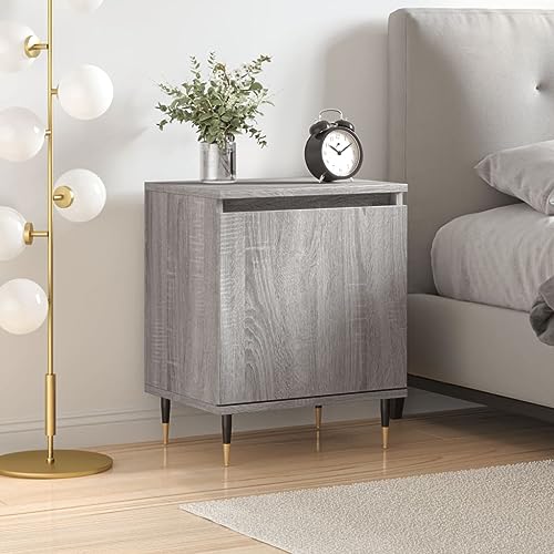 Tonture Nachttisch Grau Sonoma 40x30x50 cm, Holzwerkstoff, Schlafzimmer Beistelltisch mit 1 Fach, Langlebiges Nachtschränkchen für Bücher, Zeitschriften und Deko von Tonture