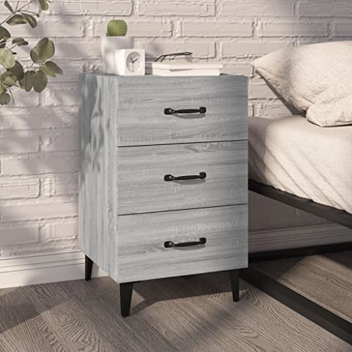 Tonture Nachttisch Grau Sonoma 40x40x66 cm, Moderner Beistelltisch aus Holzwerkstoff mit 3 Schubladen, Stilvolle Aufbewahrung für Schlafzimmer & Wohnzimmer Tonture Nachttisch Grau Sonoma 40x40x66 cm, Moderner Beistelltisch aus Holzwerkstoff mit 3 Schubladen, Stilvolle Aufbewahrung für Schlafzimmer & Wohnzimmer von Tonture