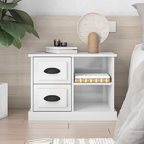 Tonture Nachttisch Hochglanz-Weiß, 60x35,5x45 cm Holzwerkstoff mit 2 Schubladen, Stabiler Beistelltisch für Schlafzimmer und Wohnzimmer, eleganter Nachtschrank mit viel Stauraum Tonture Nachttisch Hochglanz-Weiß, 60x35,5x45 cm Holzwerkstoff mit 2 Schubladen, Stabiler Beistelltisch für Schlafzimmer und Wohnzimmer, eleganter Nachtschrank mit viel Stauraum von Tonture