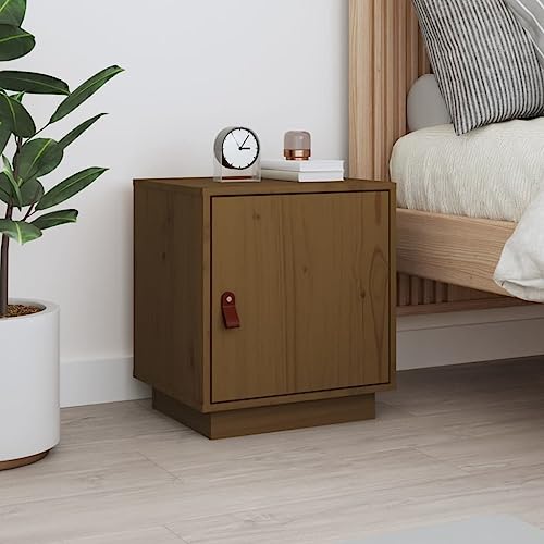 Tonture Nachttisch Honigbraun 40x34x45 cm, Massivholz Kiefer, eleganter Nachtschrank mit Stauraum, flexibel, robust von Tonture