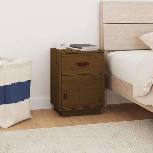 Tonture Nachttisch Honigbraun 40x34x55 cm aus massivem Kiefernholz, Flexibler Nachtschrank mit Schublade und Tür, vielseitiger Beistelltisch für Schlafzimmer und Wohnzimmer Tonture Nachttisch Honigbraun 40x34x55 cm aus massivem Kiefernholz, Flexibler Nachtschrank mit Schublade und Tür, vielseitiger Beistelltisch für Schlafzimmer und Wohnzimmer von Tonture