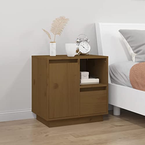 Tonture Nachttisch Honigbraun 50x34x50 cm, Massivholz Kiefer, Stabiler Beistelltisch mit Stauraum für Schlafzimmer und Wohnzimmer, langlebiges Möbelstück von Tonture