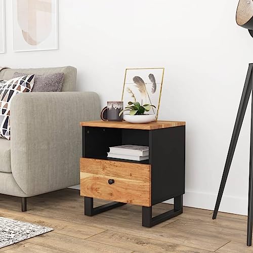 Tonture Nachttisch Massivholz Akazie Holzwerkstoff, Beistelltisch mit Schublade, Nachttischschrank für Schlafzimmer Wohnzimmer, Robuster Nachtschrank im Industrial Design Has 191 Characters. Still von Tonture