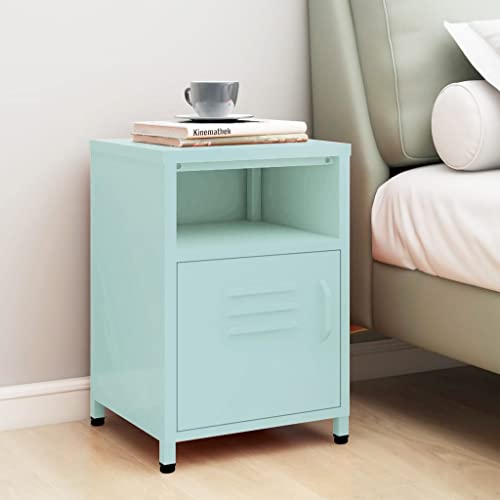 Tonture Nachttisch Minzgrün 35x35x51 cm, Robuster Stahl Beistelltisch mit Offenem Regal und Tür, Moderner Nachtschrank für Schlafzimmer, Wohnzimmer, Büro Tonture Nachttisch Minzgrün 35x35x51 cm, Robuster Stahl Beistelltisch mit Offenem Regal und Tür, Moderner Nachtschrank für Schlafzimmer, Wohnzimmer, Büro von Tonture