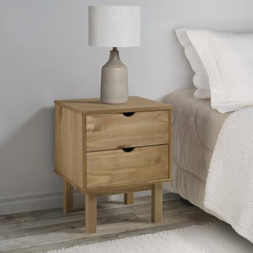 Tonture Nachttisch OTTA aus massivem Kiefernholz, 45x39x57 cm, Skandinavischer Beistellschrank mit 2 Schubladen, für Schlafzimmer und Wohnzimmer Tonture Nachttisch OTTA aus massivem Kiefernholz, 45x39x57 cm, Skandinavischer Beistellschrank mit 2 Schubladen, für Schlafzimmer und Wohnzimmer von Tonture