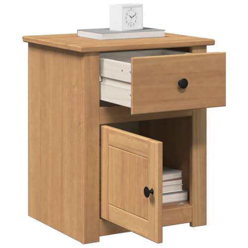 Tonture Nachttisch Panama aus massivem Kiefernholz, 46x40x57 cm, mit Schublade & Ablage, robust, langlebig, ideal für Schlafzimmer und Wohnzimmer von Tonture