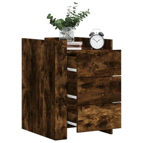 Tonture Nachttisch Räuchereiche 45x50x65 cm, Holzwerkstoff, mit 3 Schubladen, robust, stabil, ideal für Schlafzimmer, Wohnzimmer Tonture Nachttisch Räuchereiche 45x50x65 cm, Holzwerkstoff, mit 3 Schubladen, robust, stabil, ideal für Schlafzimmer, Wohnzimmer von Tonture