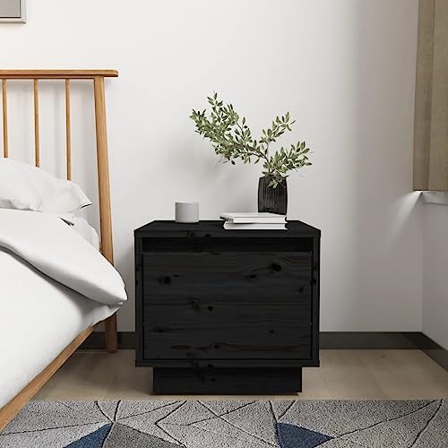Tonture Nachttisch Schwarz, 35x34x32 cm Massivholz Kiefer, Stabiler Beistelltisch für Schlafzimmer, eleganter Holz-Nachttisch, vielseitiger Nachtschrank mit Stauraum Tonture Nachttisch Schwarz, 35x34x32 cm Massivholz Kiefer, Stabiler Beistelltisch für Schlafzimmer, eleganter Holz-Nachttisch, vielseitiger Nachtschrank mit Stauraum von Tonture