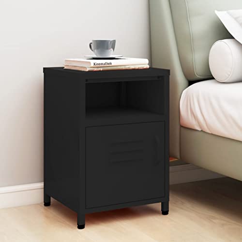 Tonture Nachttisch Schwarz, 35x35x51 cm, Robuster Stahl Beistelltisch mit 1 Tür & Regal, Modernes Design für Schlafzimmer, Wohnzimmer, Büro Tonture Nachttisch Schwarz, 35x35x51 cm, Robuster Stahl Beistelltisch mit 1 Tür & Regal, Modernes Design für Schlafzimmer, Wohnzimmer, Büro von Tonture