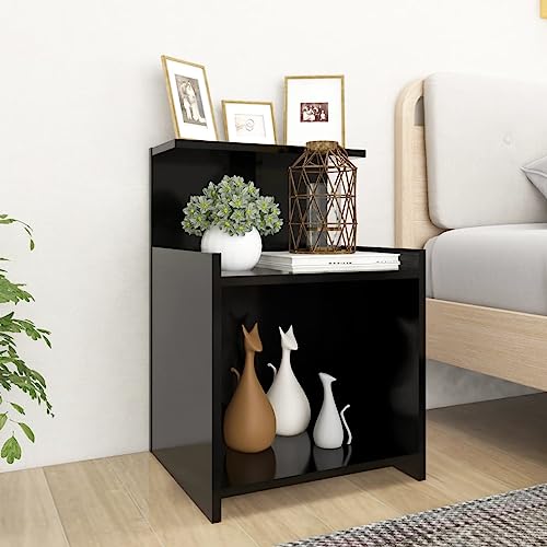 Tonture Nachttisch Schwarz 40x35x60 cm, Holzwerkstoff Beistelltisch mit 3 Fächern, Stabiler nightstand für Schlafzimmer, Wohnzimmer, kleines Stand für Bücher, Fernbedienungen Tonture Nachttisch Schwarz 40x35x60 cm, Holzwerkstoff Beistelltisch mit 3 Fächern, Stabiler nightstand für Schlafzimmer, Wohnzimmer, kleines Stand für Bücher, Fernbedienungen von Tonture