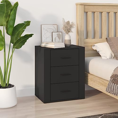 Tonture Nachttisch Schwarz 50x36x60 cm, Holzwerkstoff Modern, mit 3 Schubladen für Schlafzimmer, Wohnzimmer, Stabiler Beistelltisch zur Aufbewahrung Tonture Nachttisch Schwarz 50x36x60 cm, Holzwerkstoff Modern, mit 3 Schubladen für Schlafzimmer, Wohnzimmer, Stabiler Beistelltisch zur Aufbewahrung von Tonture