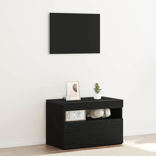 Tonture Nachttisch Schwarze Eiche 60x35x40 cm, Holzwerkstoff Schlafzimmer Beistelltisch mit LED-Beleuchtung, Kommode mit Stauraum für Nachtutensilien Tonture Nachttisch Schwarze Eiche 60x35x40 cm, Holzwerkstoff Schlafzimmer Beistelltisch mit LED-Beleuchtung, Kommode mit Stauraum für Nachtutensilien von Tonture