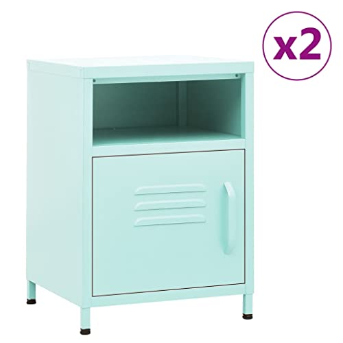 Tonture Nachttisch-Set, 2 Stück, Minzgrün, 35x35x51 cm, Stahl, modernes Design für Schlafzimmer und Wohnzimmer, langlebig Tonture Nachttisch-Set, 2 Stück, Minzgrün, 35x35x51 cm, Stahl, modernes Design für Schlafzimmer und Wohnzimmer, langlebig von Tonture
