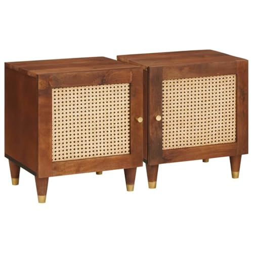 Tonture Nachttisch-Set aus massivem Mangoholz, 2er-Pack, 40x33.5x46 cm, mit Türen für Stauraum, ideal für Schlafzimmer und Wohnzimmer, langlebiges Beistelltisch-Möbel Tonture Nachttisch-Set aus massivem Mangoholz, 2er-Pack, 40x33.5x46 cm, mit Türen für Stauraum, ideal für Schlafzimmer und Wohnzimmer, langlebiges Beistelltisch-Möbel von Tonture