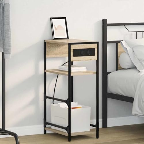 Tonture Nachttisch Sonoma Eiche, 40x27x76 cm, robuster Holzwerkstoff mit Schublade und Ablage, modernes Design, vielseitiger Beistelltisch für Schlafzimmer und Wohnräume von Tonture