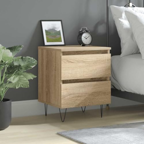 Tonture Nachttisch Sonoma-Eiche, 40x35x50 cm, robuster Holzwerkstoff mit 2 Schubladen, vielseitige Ablage für Schlafzimmer und Wohnzimmer, langlebige Möbel Tonture Nachttisch Sonoma-Eiche, 40x35x50 cm, robuster Holzwerkstoff mit 2 Schubladen, vielseitige Ablage für Schlafzimmer und Wohnzimmer, langlebige Möbel von Tonture