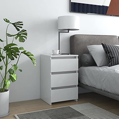 Tonture Nachttisch Weiß, 40x35x62,5 cm, Holzwerkstoff, Kommode mit 3 Schubladen, eleganter Beistelltisch für Schlafzimmer, Wohnzimmer, Flur Tonture Nachttisch Weiß, 40x35x62,5 cm, Holzwerkstoff, Kommode mit 3 Schubladen, eleganter Beistelltisch für Schlafzimmer, Wohnzimmer, Flur von Tonture