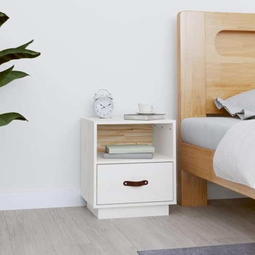 Tonture Nachttisch Weiß aus Massivholz Kiefer, 40x34x45 cm, mit Schublade und offenem Fach für Schlafzimmer und Wohnzimmer, vielseitiger Beistelltisch für stilvolle Aufbewahrung Tonture Nachttisch Weiß aus Massivholz Kiefer, 40x34x45 cm, mit Schublade und offenem Fach für Schlafzimmer und Wohnzimmer, vielseitiger Beistelltisch für stilvolle Aufbewahrung von Tonture