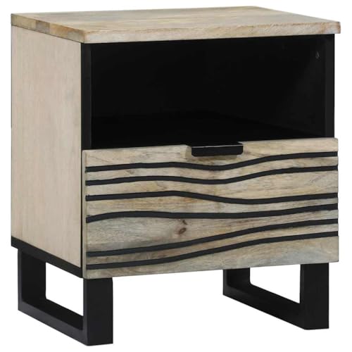Tonture Nachttisch Weiß und Schwarz, 40x33x46 cm, massives Mangoholz, langlebiger Beistelltisch mit Schublade und Regal für Schlafzimmer Tonture Nachttisch Weiß und Schwarz, 40x33x46 cm, massives Mangoholz, langlebiger Beistelltisch mit Schublade und Regal für Schlafzimmer von Tonture