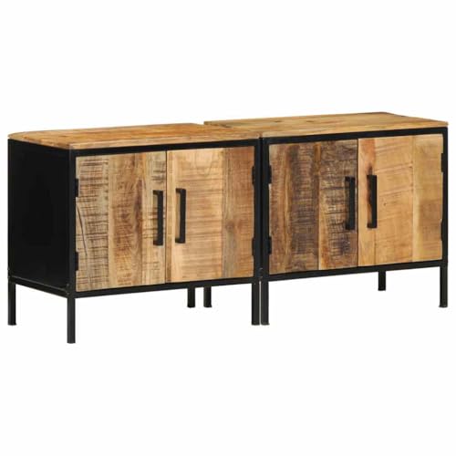 Tonture Nachttisch aus massivem Mangoholz, 50x30x45cm, Braun-Schwarz, moderner Beistelltisch für Schlafzimmer und Wohnzimmer, mit Tür und praktischem Stauraum Tonture Nachttisch aus massivem Mangoholz, 50x30x45cm, Braun-Schwarz, moderner Beistelltisch für Schlafzimmer und Wohnzimmer, mit Tür und praktischem Stauraum von Tonture