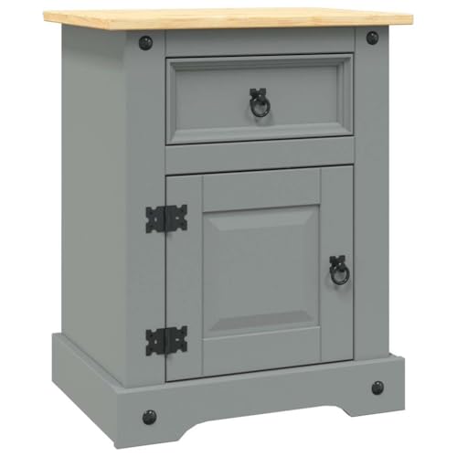 Tonture Nachttisch im Mexiko-Stil aus massivem Kiefernholz, Grau-Braun, 53x39x67 cm, mit Schublade & Tür, Beistelltisch für Schlafzimmer & Wohnzimmer Tonture Nachttisch im Mexiko-Stil aus massivem Kiefernholz, Grau-Braun, 53x39x67 cm, mit Schublade & Tür, Beistelltisch für Schlafzimmer & Wohnzimmer von Tonture