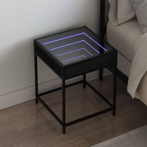 Tonture Nachttisch mit Infinity-LED Schwarz, 40x40x51 cm, stabiles Metallgestell, RGB-Beleuchtung für Schlafzimmer, Wohnzimmer, Holzwerkstoff Tonture Nachttisch mit Infinity-LED Schwarz, 40x40x51 cm, stabiles Metallgestell, RGB-Beleuchtung für Schlafzimmer, Wohnzimmer, Holzwerkstoff von Tonture