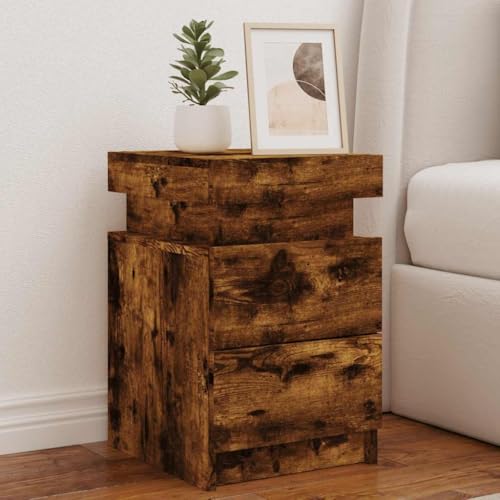 Tonture Nachttisch mit LED-Beleuchtung, Räuchereiche, 35x39x55 cm, moderner Beistelltisch für Schlafzimmer, Stabiler Stauraum, verstellbare RGB-Leuchten Tonture Nachttisch mit LED-Beleuchtung, Räuchereiche, 35x39x55 cm, moderner Beistelltisch für Schlafzimmer, Stabiler Stauraum, verstellbare RGB-Leuchten von Tonture