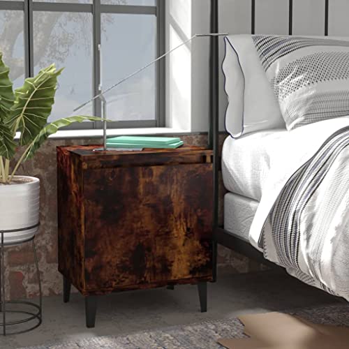 Tonture Nachttisch mit Metallbeinen, Räuchereiche 40x30x50 cm, industrieller Beistelltisch für Schlafzimmer und Wohnzimmer, robuster Nachtschrank mit Stauraum Tonture Nachttisch mit Metallbeinen, Räuchereiche 40x30x50 cm, industrieller Beistelltisch für Schlafzimmer und Wohnzimmer, robuster Nachtschrank mit Stauraum von Tonture