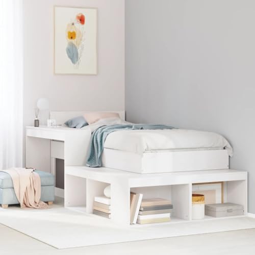 Tonture Nachttisch mit Schreibtisch Weiß, 232x112x75 cm, aus massivem Kiefernholz, platzsparendes L-Form Design für Schlafzimmer und Arbeitsbereich Tonture Nachttisch mit Schreibtisch Weiß, 232x112x75 cm, aus massivem Kiefernholz, platzsparendes L-Form Design für Schlafzimmer und Arbeitsbereich von Tonture