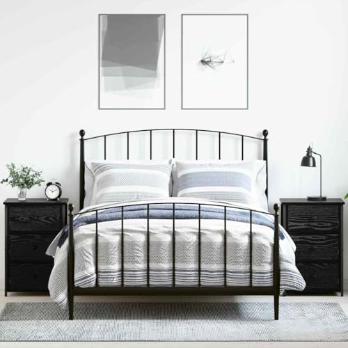 Tonture Nachttisch mit Schubladen, Schwarze Eiche Holzwerkstoff, 40x36x60 cm Schlafzimmer Beistelltisch mit Ablage, Stabiler Nachtschrank für Stauraum und Organisation von Tonture