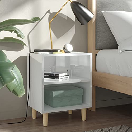 Tonture Nachttische, 2er-Set mit Massivholz-Eukalyptus-Beinen, Hochglanz-Weiß, 40x30x50cm, skandinavischer Stil für Schlafzimmer, praktischer Stauraum Tonture Nachttische, 2er-Set mit Massivholz-Eukalyptus-Beinen, Hochglanz-Weiß, 40x30x50cm, skandinavischer Stil für Schlafzimmer, praktischer Stauraum von Tonture