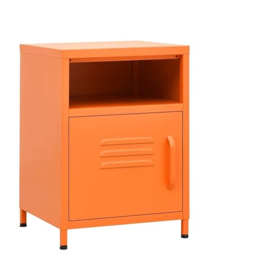 Tonture Nachttische 2 STK. Orange 35x35x51 cm Stahl, Modernes Beistelltisch-Set mit 1 offenem Fach und Tür, Robuster Nightstand für Schlafzimmer, Wohnzimmer von Tonture