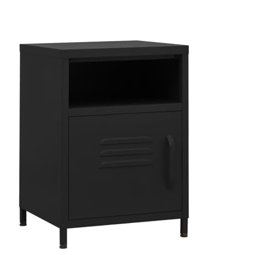 Tonture Nachttische 2 STK. Schwarz 35x35x51 cm, Robuster Stahl Nachtschrank Set mit offenem Fach & Tür, Modernes Beistelltisch-Set für Schlafzimmer, Wohnzimmer Tonture Nachttische 2 STK. Schwarz 35x35x51 cm, Robuster Stahl Nachtschrank Set mit offenem Fach & Tür, Modernes Beistelltisch-Set für Schlafzimmer, Wohnzimmer von Tonture