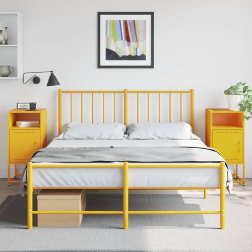 Tonture Nachttische 2 STK. Senfgelb 36x39x78 cm Stahl, robuster Beistelltisch mit viel Stauraum, ideales Möbel-Set für Schlafzimmer, Wohnzimmer von Tonture