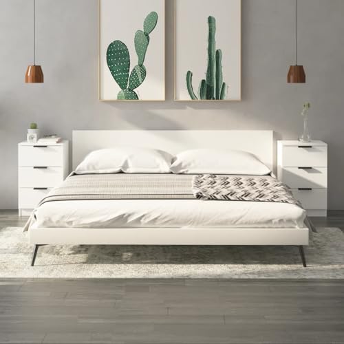 Tonture Nachttische 2 STK. Weiß, 40x36x65 cm, Holzwerkstoff Modernes Design mit 3 Schubladen, Schlafzimmer Beistelltisch Set für Zuhause Tonture Nachttische 2 STK. Weiß, 40x36x65 cm, Holzwerkstoff Modernes Design mit 3 Schubladen, Schlafzimmer Beistelltisch Set für Zuhause von Tonture