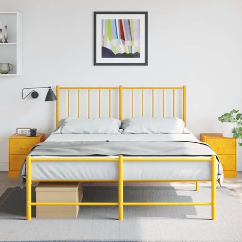 Tonture Nachttische 2er-Set, Gelb, 34,5x39x44 cm, Robuster Stahl, mit Griffen, für Schlafzimmer, Wohnzimmer, Büro, Beistelltisch und Stauraum von Tonture