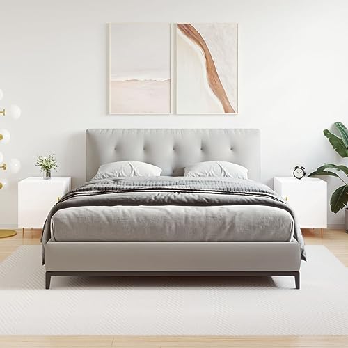 Tonture Nachttische 2er-Set, Hochglanz-Weiß, 40x40x50 cm, Moderner Beistelltisch aus Holzwerkstoff, Schlafzimmer Nachtschrank mit Tür und Stauraum, Stabiler Stand für Zuhause von Tonture