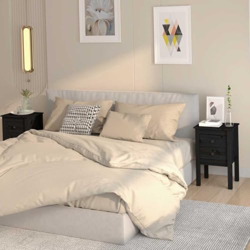 Tonture Nachttische 2er-Set, Schwarz, 40x35x61,5 cm, aus massivem Kiefernholz, mit 2 Schubladen, für Schlafzimmer und Wohnzimmer, Robustes Nachtschränkchen Tonture Nachttische 2er-Set, Schwarz, 40x35x61,5 cm, aus massivem Kiefernholz, mit 2 Schubladen, für Schlafzimmer und Wohnzimmer, Robustes Nachtschränkchen von Tonture
