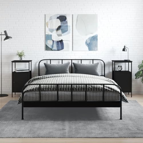 Tonture Nachttische 2er-Set, Schwarz, 41x31x80 cm, moderner Beistelltisch aus Holzwerkstoff mit Eisenrahmen für Schlafzimmer, Wohnzimmer, Büro Tonture Nachttische 2er-Set, Schwarz, 41x31x80 cm, moderner Beistelltisch aus Holzwerkstoff mit Eisenrahmen für Schlafzimmer, Wohnzimmer, Büro von Tonture