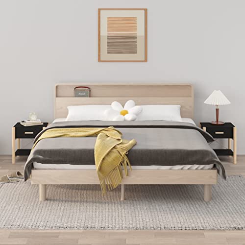 Tonture Nachttische 2er Set, Schwarz, 42x38x45 cm, aus robustem Holzwerkstoff, stabile Holzbeine, ideal für Schlafzimmer Tonture Nachttische 2er Set, Schwarz, 42x38x45 cm, aus robustem Holzwerkstoff, stabile Holzbeine, ideal für Schlafzimmer von Tonture