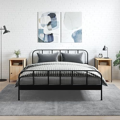 Tonture Nachttische 2er-Set, Sonoma-Eiche Holzwerkstoff, 40x42x60cm, Höhenverstellbar, Stabile Eisenrahmen, für Schlafzimmer und Wohnzimmer, Modernes Beistelltisch-Design mit Stauraum von Tonture
