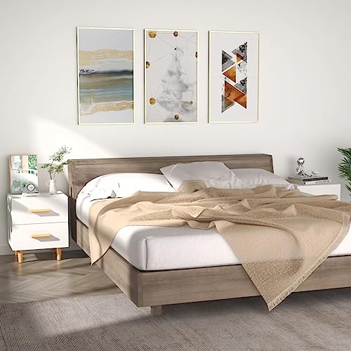 Tonture Nachttische 2er Set, Weiß, 40x35x47,5 cm, Skandinavisches Design, Holzwerkstoff mit Massivholzbeinen, Ideal für Schlafzimmer Stauraum Tonture Nachttische 2er Set, Weiß, 40x35x47,5 cm, Skandinavisches Design, Holzwerkstoff mit Massivholzbeinen, Ideal für Schlafzimmer Stauraum von Tonture