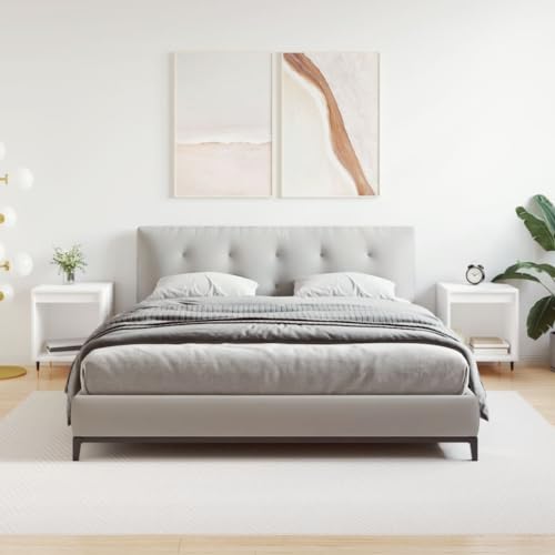 Tonture Nachttische 2er Set, Weiß, 40x35x50 cm, Moderner Holzwerkstoff Nachtschrank mit Metallbeinen, Beistelltisch für Schlafzimmer, Wohnzimmer Tonture Nachttische 2er Set, Weiß, 40x35x50 cm, Moderner Holzwerkstoff Nachtschrank mit Metallbeinen, Beistelltisch für Schlafzimmer, Wohnzimmer von Tonture