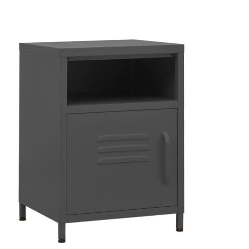 Tonture Nachttische 2er-Set Anthrazit Stahl, 35x35x51 cm, mit offenem Fach & Tür, robuste Beistelltische für Schlafzimmer & Wohnzimmer, ideal als Nachtschrank mit Stauraum Tonture Nachttische 2er-Set Anthrazit Stahl, 35x35x51 cm, mit offenem Fach & Tür, robuste Beistelltische für Schlafzimmer & Wohnzimmer, ideal als Nachtschrank mit Stauraum von Tonture